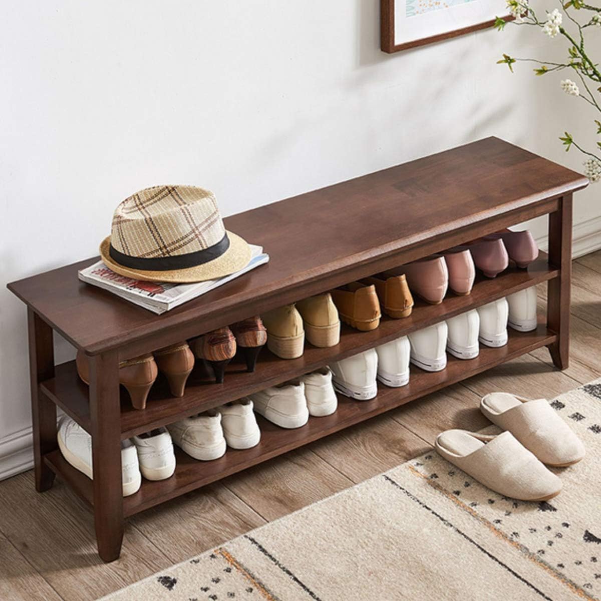 71NbYSP2LL-1.jpg Wooden Galaxy Wood Shoe Storage Bench with 3 Tier (Style 01) - Image 1
