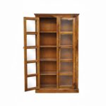 Wooden Galaxy Solid Sheesham Wood Bookshelf – Honey With Side Glass Finish - Image 4
