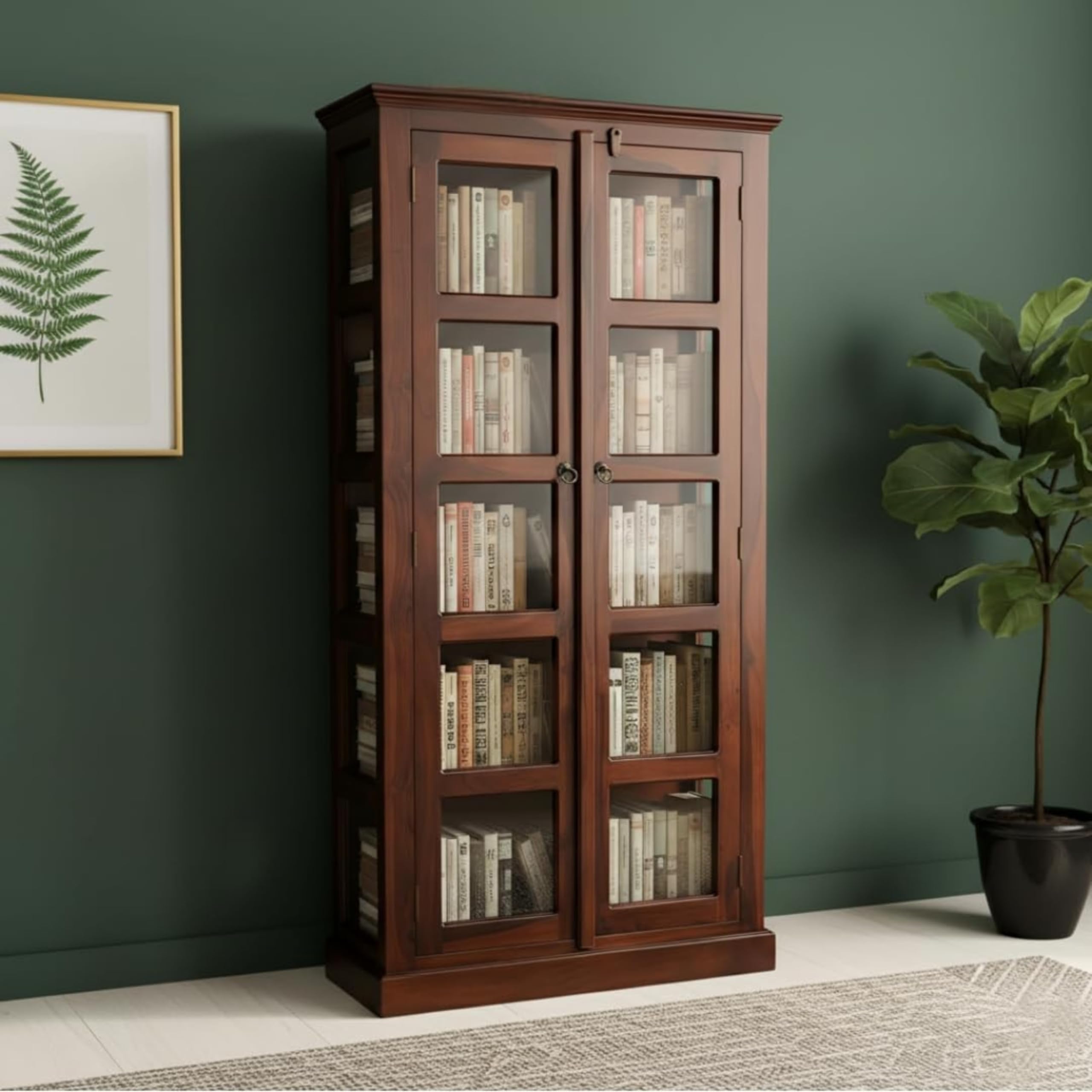 81hZAX0jljL-1.jpg Wooden Galaxy Solid Sheesham Wood Bookshelf with Open Storage Shelves - Image 1