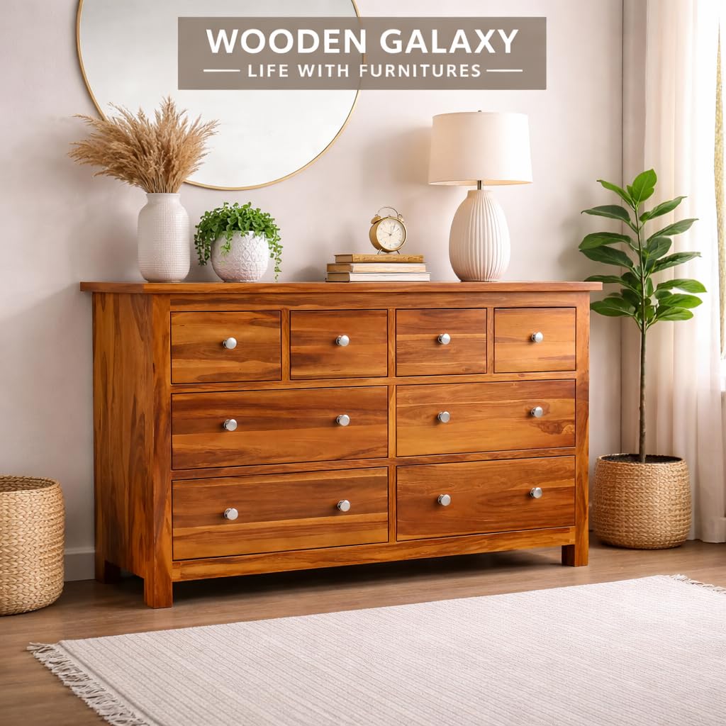 61k3t4ZysQL-1.jpg Wooden Galaxy Solid Sheesham Wood Chest of Drawers – Gun Honey Finish - Image 1