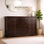 Wooden Galaxy Solid Sheesham Wood Chest of Drawers – Spray Walnut Finish