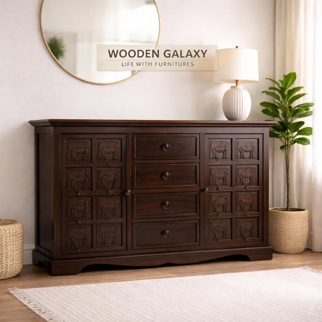 61sU2yrViqL-1.jpg Wooden Galaxy Solid Sheesham Wood Chest of Drawers – Spray Walnut Finish - Image 1