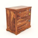 Wooden Galaxy Solid Sheesham Wood Chest of Drawers – Deep Honey Finish - Image 7