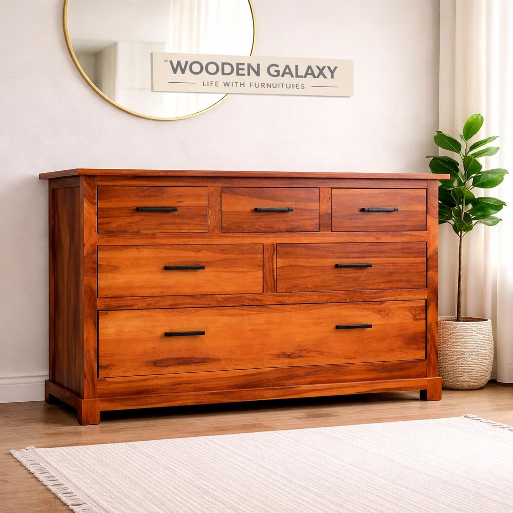 61Ub5u5dx3L-1.jpg Wooden Galaxy Solid Sheesham Wood Chest of Drawers – Toy Honey Finish - Image 1