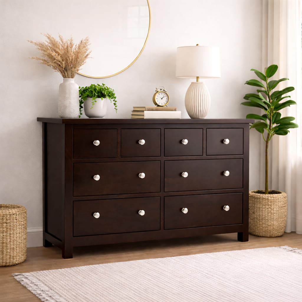 61MNGzbtVoL-1.jpg Wooden Galaxy Solid Sheesham Wood Chest of Drawers – Gun Walnut Finish - Image 1