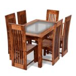 Wooden Galaxy Solid Sheesham Wood Dining Table Set with 7 Piece (Design 08) - Image 3