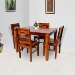 Wooden Galaxy Solid Sheesham Wood Dining Table Set with 5 Piece (Design 05)