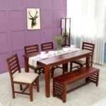 Wooden Galaxy Solid Sheesham Wood Dining Table Set with 6 Piece (Design 02)
