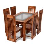 Wooden Galaxy Solid Sheesham Wood Dining Table Set with 6 Seater – Brown Finish - Image 3