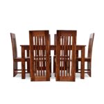 Wooden Galaxy Solid Sheesham Wood Dining Table Set with 6 Seater – Honey Finish - Image 4