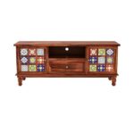 Wooden Galaxy Solid Sheesham Wood TV Unit with 2 Door – Honey Finish - Image 2