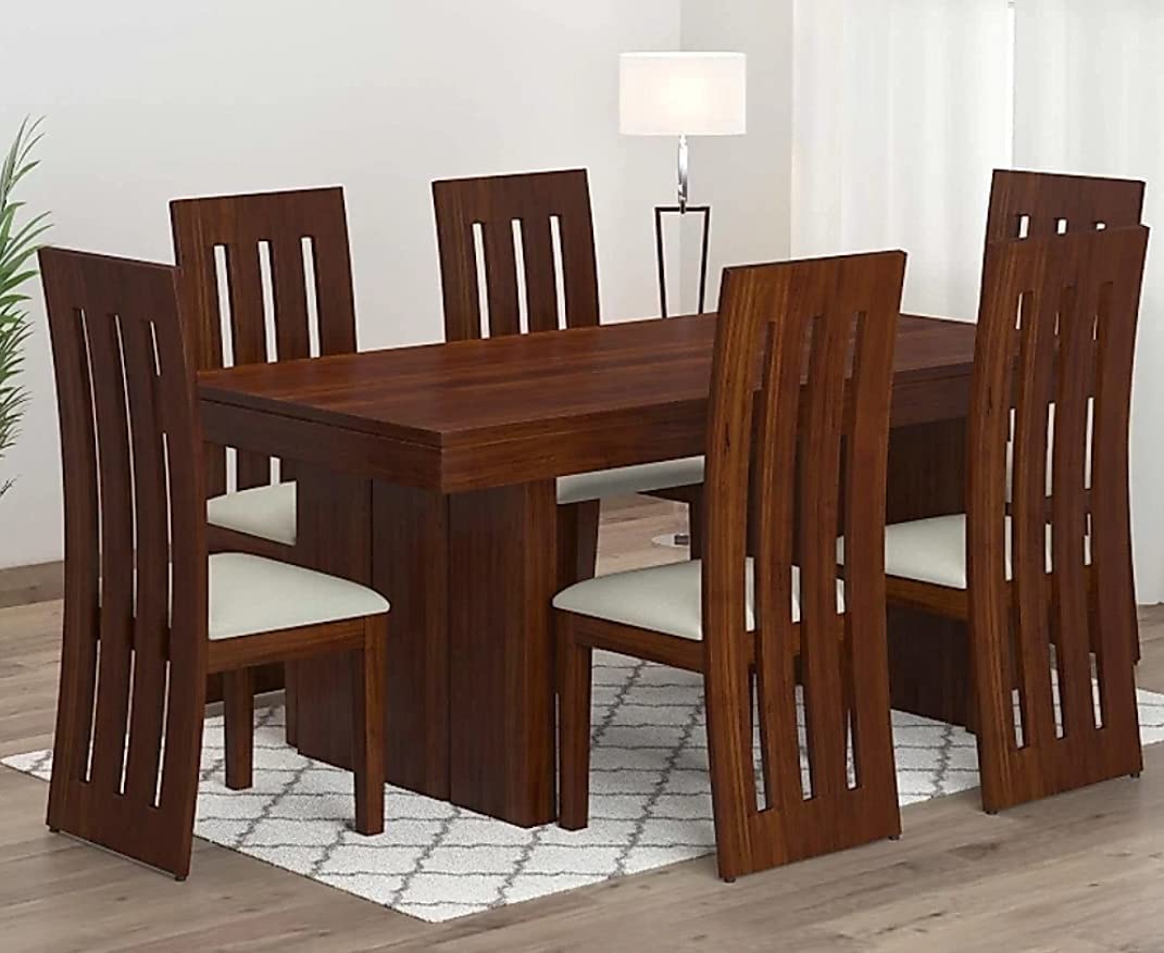 61MbMwwLpNL-1.jpg Wooden Galaxy Solid Sheesham Wood Dining Table Set – Natural Finish - Image 1