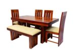 Wooden Galaxy Solid Sheesham Wood Dining Table Set with 6 Piece (Design 03) - Image 3