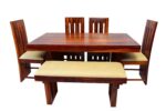 Wooden Galaxy Solid Sheesham Wood Dining Table Set with 6 Piece (Design 03) - Image 2