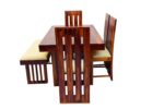 Wooden Galaxy Solid Sheesham Wood Dining Table Set with 6 Piece (Design 03) - Image 5
