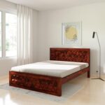 Wooden Galaxy Solid Sheesham Wood Queen Size Bed – Honey Brown Finish