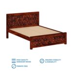 Wooden Galaxy Solid Sheesham Wood Queen Size Bed – Honey Brown Finish - Image 2