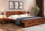 Wooden Galaxy Solid Sheesham Wood King Size Bed – Honey Brown Finish
