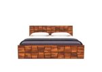 Wooden Galaxy Solid Sheesham Wood King Size Bed – Honey Brown Finish - Image 3