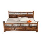 Wooden Galaxy Solid Sheesham Wood King Size Bed – Honey Finish - Image 2