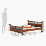 Wooden Galaxy Solid Sheesham Wood King Size Bed – Honey Finish - Image 3