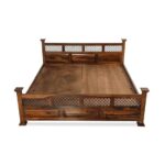 Wooden Galaxy Solid Sheesham Wood King Size Bed – Honey Finish - Image 4