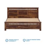 Wooden Galaxy Solid Sheesham Wood King Size Bed – Honey Brown Finish - Image 3