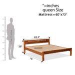 Wooden Galaxy Solid Sheesham Wood Queen Size Bed – Honey Brown Finish - Image 3