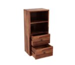 Wooden Galaxy Solid Sheesham Wood Bookshelf with 2 Drawer (Design 14) - Image 2