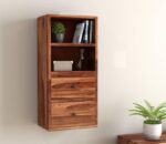 Wooden Galaxy Solid Sheesham Wood Bookshelf with 2 Drawer (Design 14)