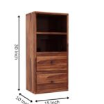 Wooden Galaxy Solid Sheesham Wood Bookshelf with 2 Drawer (Design 14) - Image 4