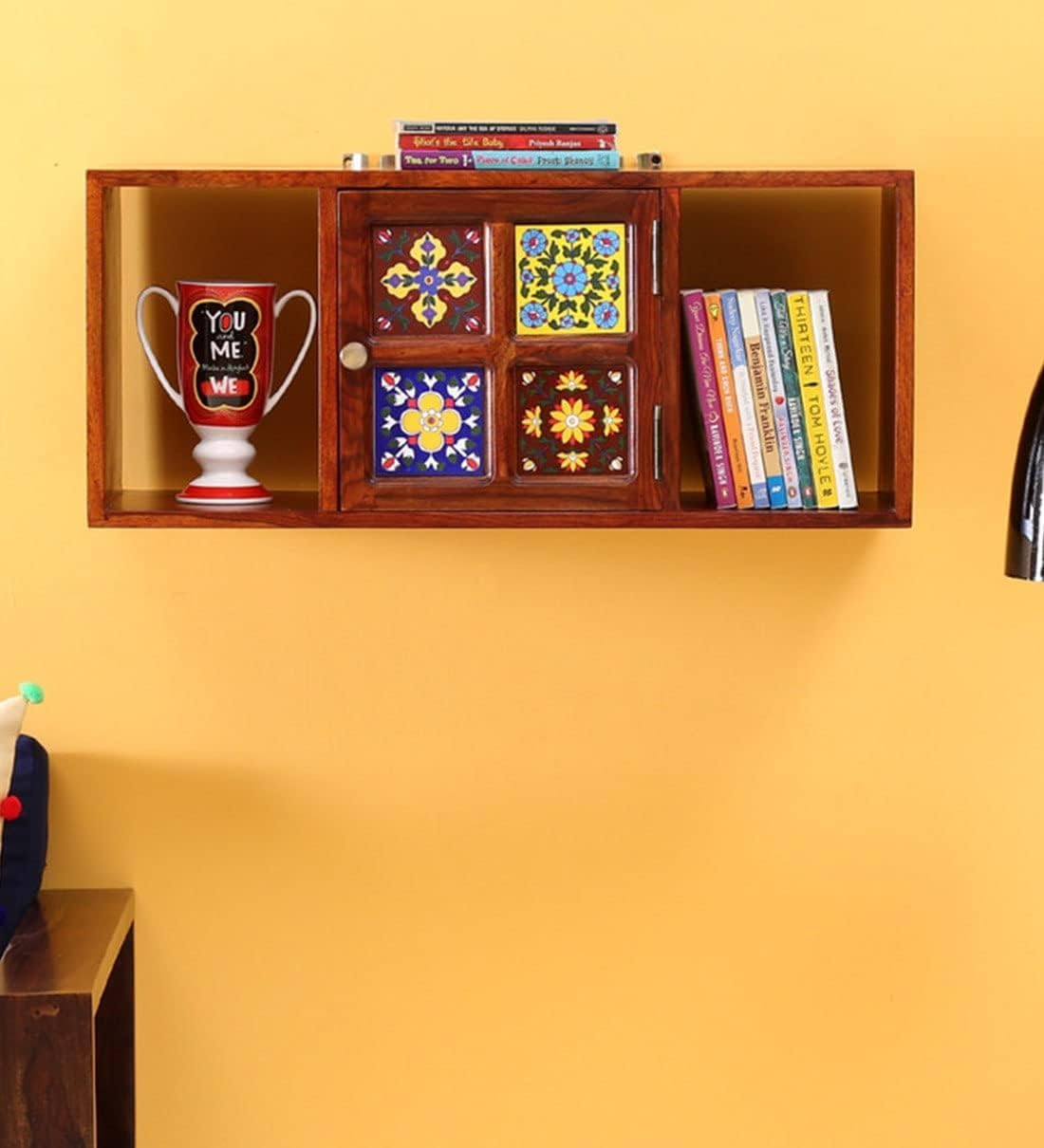 61wMMdJfpUL-1.jpg Wooden Galaxy Solid Sheesham Wood Bookshelf with 1 Drawer (Design 04) - Image 1