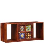 Wooden Galaxy Solid Sheesham Wood Bookshelf with 1 Drawer (Design 04) - Image 5