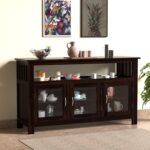 Wooden Galaxy Solid Sheesham Wood Bookshelf with 6 Door – Cary Walnut Finish