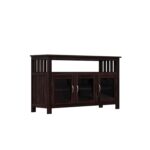 Wooden Galaxy Solid Sheesham Wood Bookshelf with 6 Door – Cary Walnut Finish - Image 6