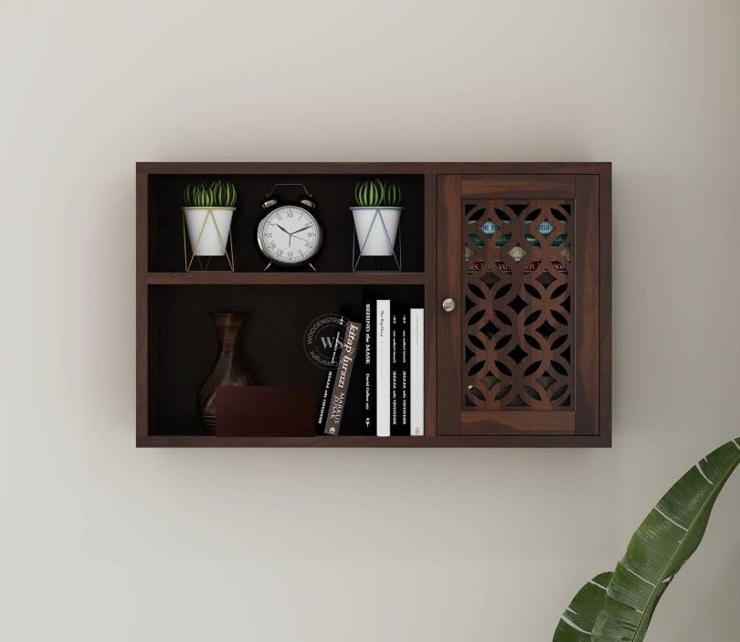 51VezJ62oCL-1.jpg Wooden Galaxy Solid Sheesham Wood Bookshelf with 1 Drawer (Design 18) - Image 1
