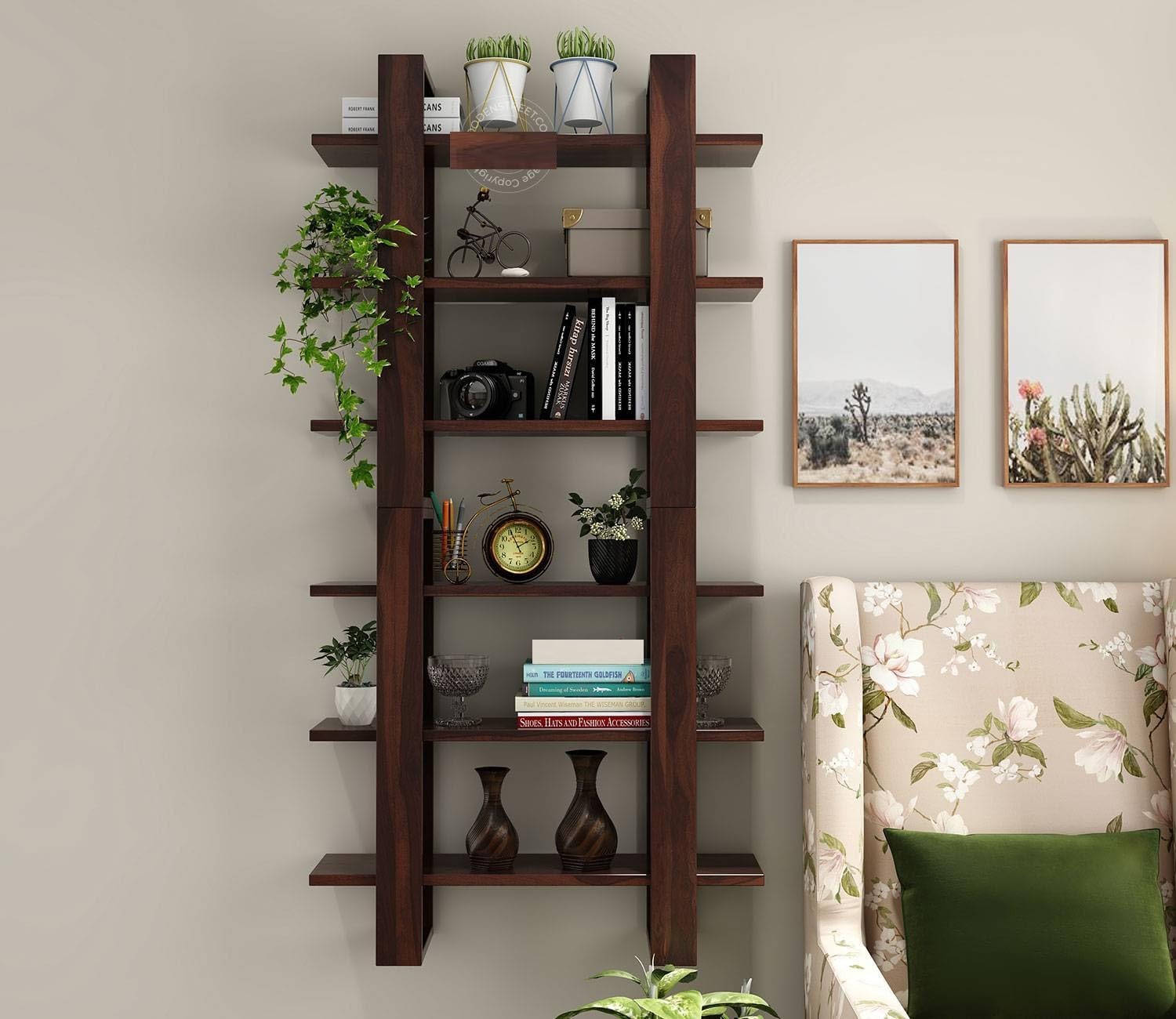 71OF0SH8lNL-1.jpg Wooden Galaxy Solid Sheesham Wood Bookshelf with Open Storage Shelves - Image 1