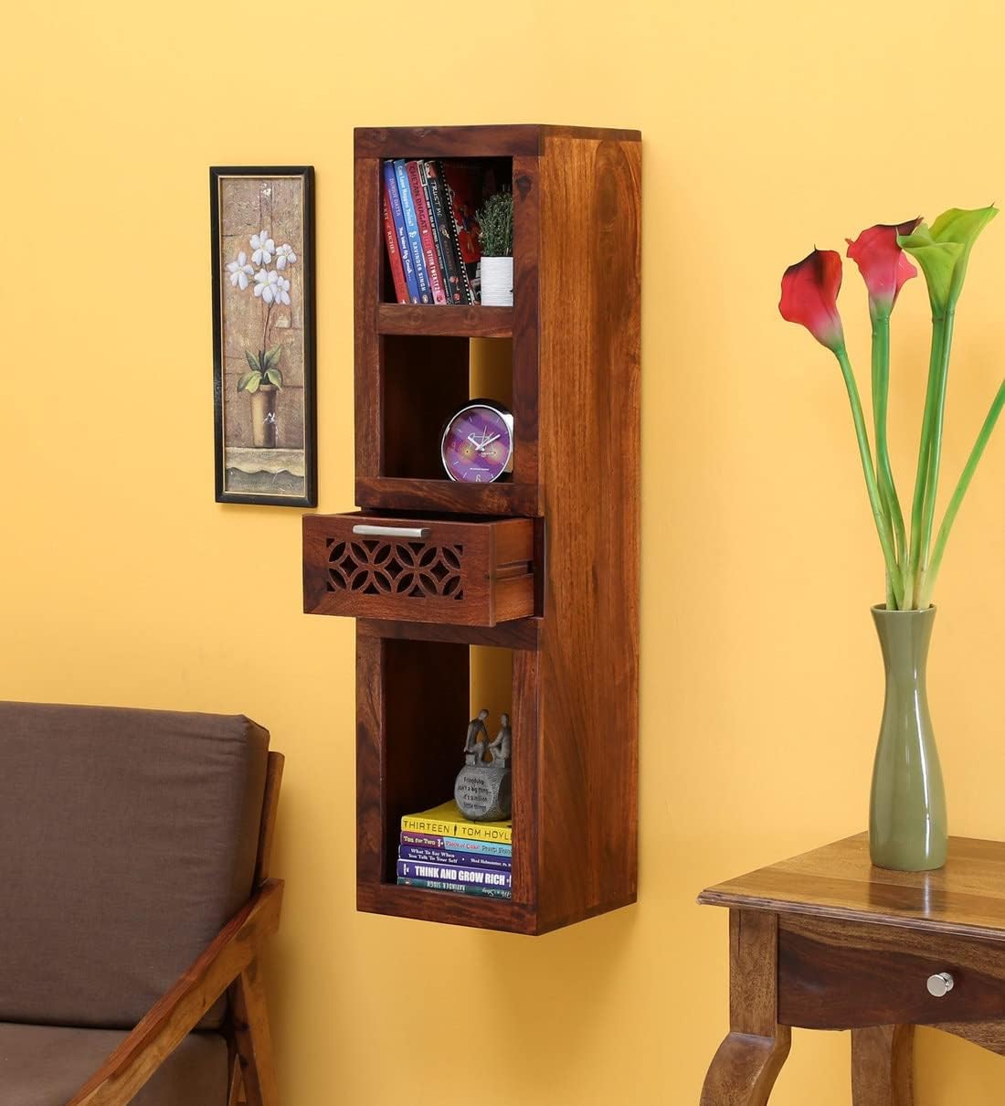 61sp71Y-ekL-1.jpg Wooden Galaxy Wood Bookshelf with 3 Shelf – Brown Finish – Premium Quality - Image 1