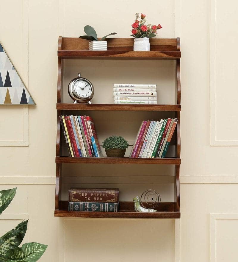 61jL3JyWhiL-1.jpg Wooden Galaxy Solid Sheesham Wood Bookshelf with Open Storage Shelves - Image 1