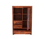 Wooden Galaxy Solid Sheesham Wood Bookshelf with 3 Door – Toy Honey Finish - Image 4