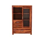 Wooden Galaxy Solid Sheesham Wood Bookshelf with 3 Door – Toy Honey Finish - Image 5