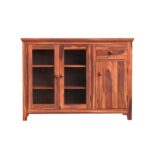 Wooden Galaxy Solid Sheesham Wood Bookshelf with 5 Door – Rav Honey Finish - Image 4