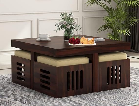 51jXQS2CWRL-1.jpg Wooden Galaxy Solid Sheesham Wood Coffee Table for Home & Office Use - Image 1