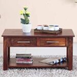 Wooden Galaxy Solid Sheesham Wood Coffee Table with 2 Drawer (Style 04)