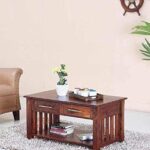 Wooden Galaxy Solid Sheesham Wood Coffee Table with 2 Drawer (Style 04) - Image 3